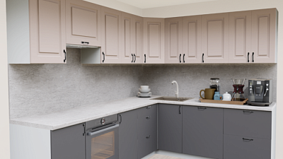 Кухня угловая Латте - Грей нубук